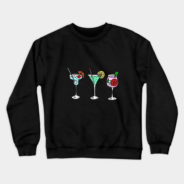 Three Cocktails Crewneck Sweatshirt by Michelle Le Grand